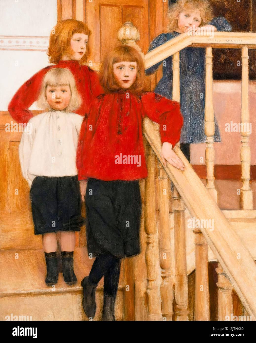 Fernand Khnopff ritratto pittura, Les Enfants De Monsieur neve, olio su pannello, 1893 Foto Stock