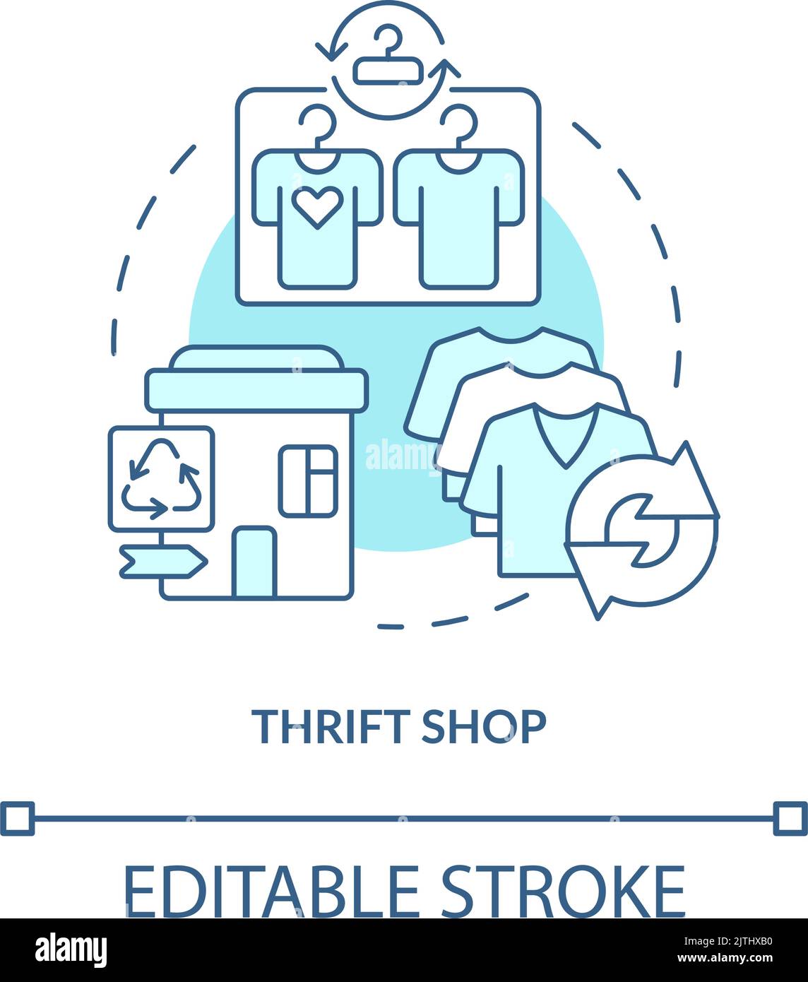 Thrift Shop icona di concetto turchese Illustrazione Vettoriale