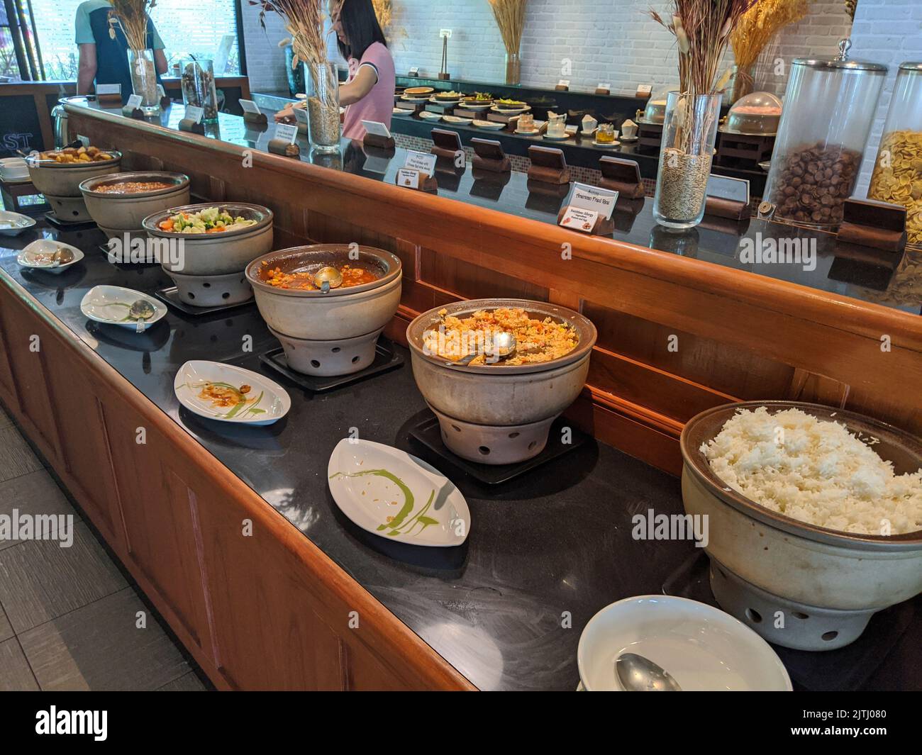 Prima colazione a buffet in un hotel a Phuket, Thailandia Foto Stock
