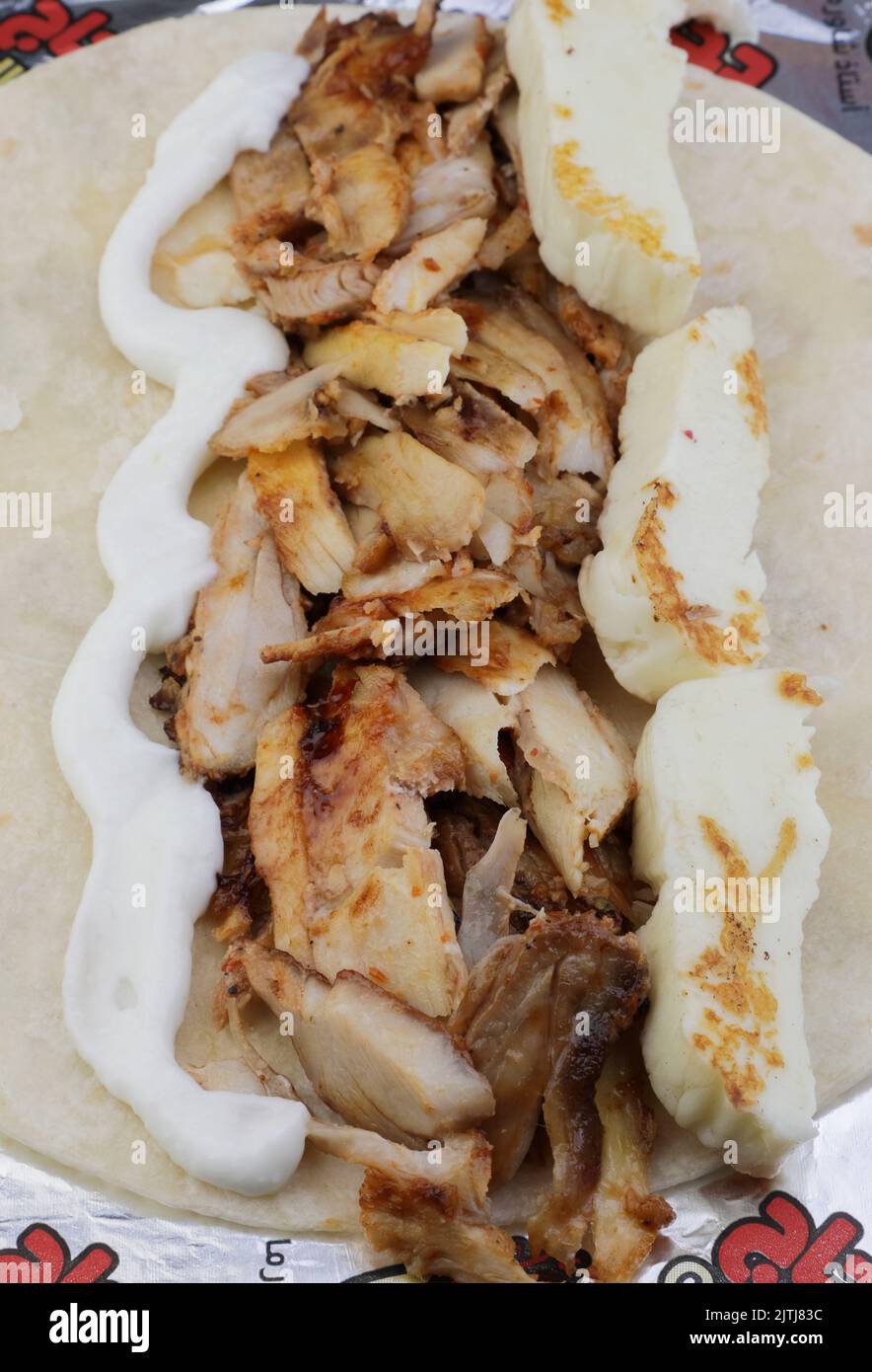 Ricetta del panino Shawarma di pollo arabo Foto Stock