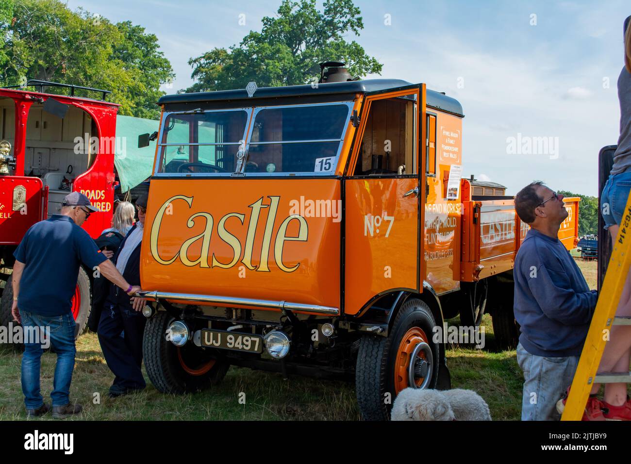 Fiera del vapore di Salop/Shrewsbury, che si tiene all'Onslow Park Shrewsbury. Un'ampia varietà di veicoli a vapore e vintage Foto Stock