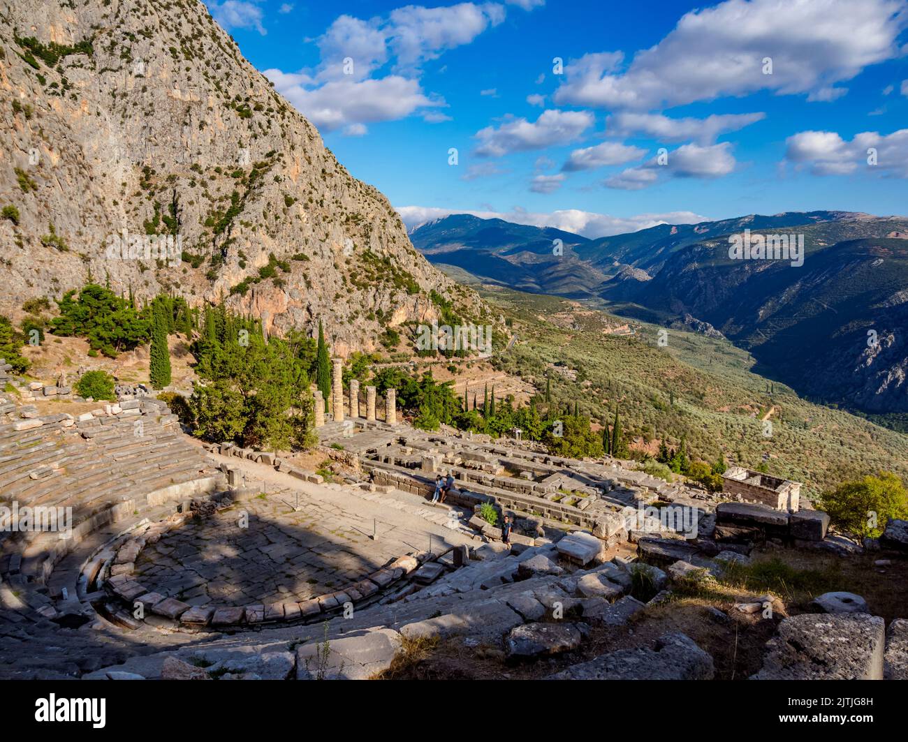 Il Teatro Antico, Delfi, Phocis, Grecia Foto Stock