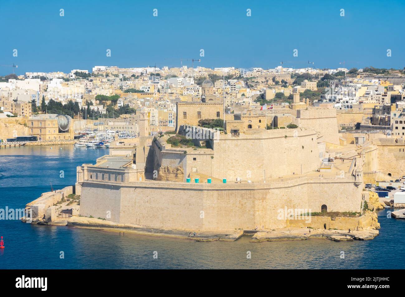 Paesaggio urbano di Birgu, una delle tre città di Malta Foto Stock
