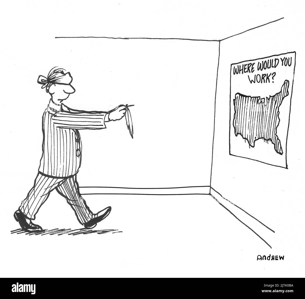 L'uomo sta cercando di decidere dove andare a lavorare. Foto Stock