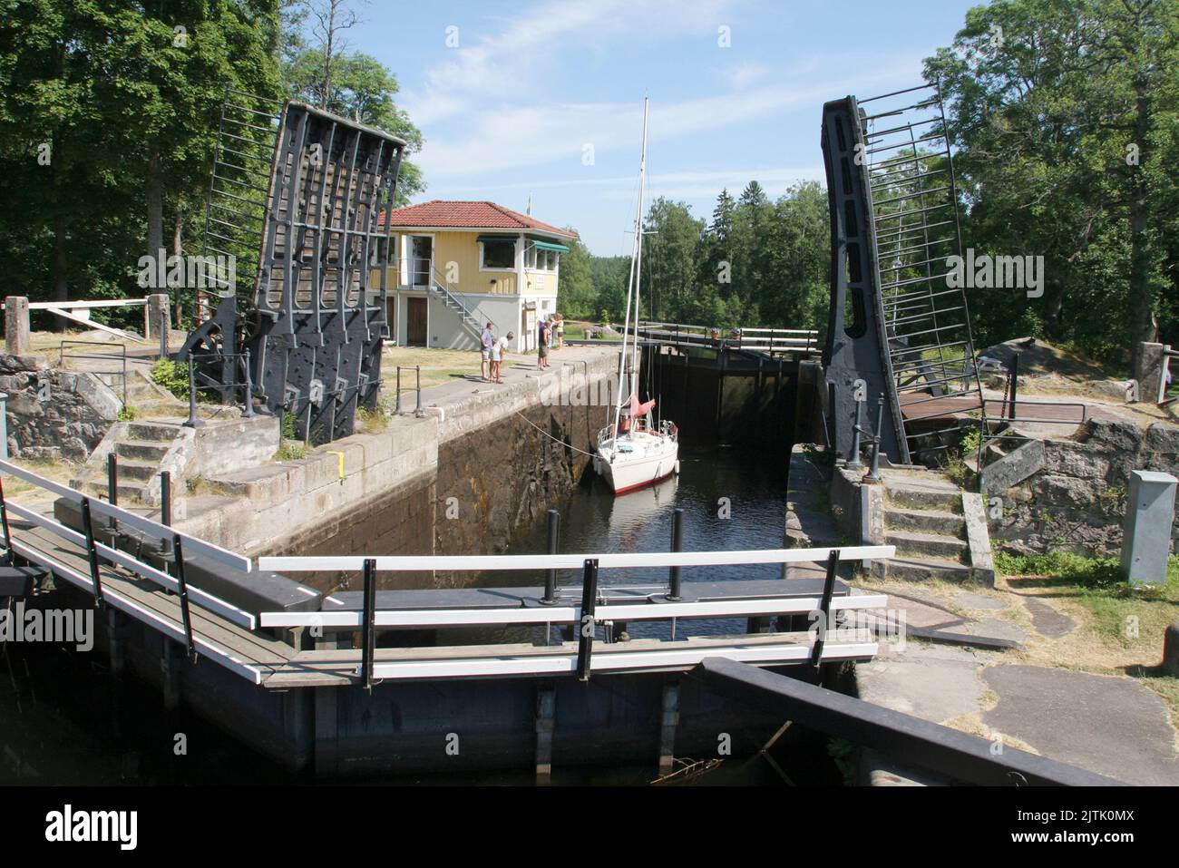 Östergötland Göta canale un canale scavato dai soldati dal regamento svedese attraverso la Svezia centrale. Il lavoro è stato guidato da Baltzar von Plen e l'ingegnere inglese Thomas Telford Foto Stock