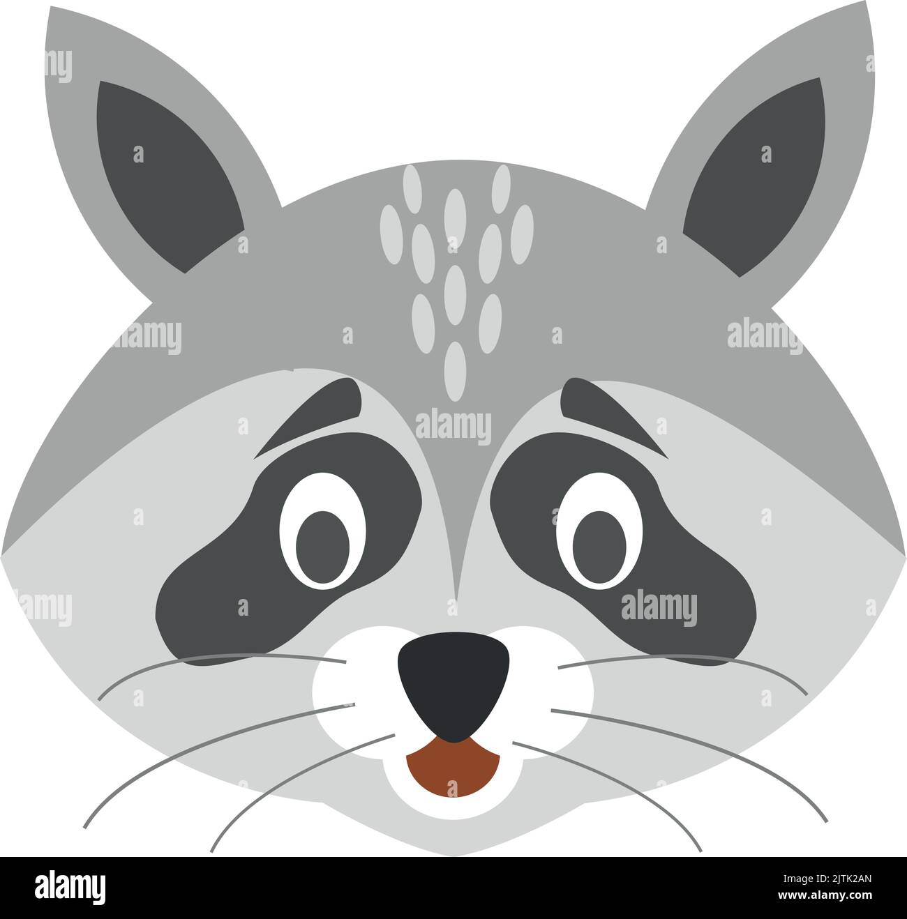Raccoon faccia in stile cartoon per bambini. Serie di illustrazioni vettoriali delle facce animali Illustrazione Vettoriale