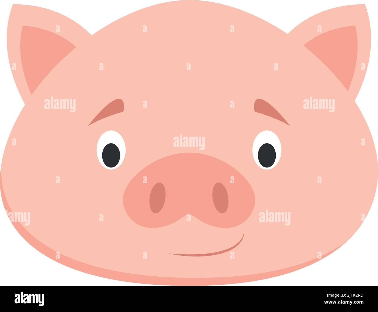 Faccia di maiale in stile cartone animato per bambini. Serie di illustrazioni vettoriali delle facce animali Illustrazione Vettoriale