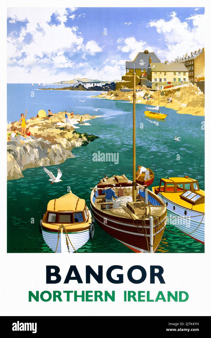 Bangor. Irlanda del Nord di A. J. Wilson (1935-1963). Poster pubblicato nel 1955. Foto Stock
