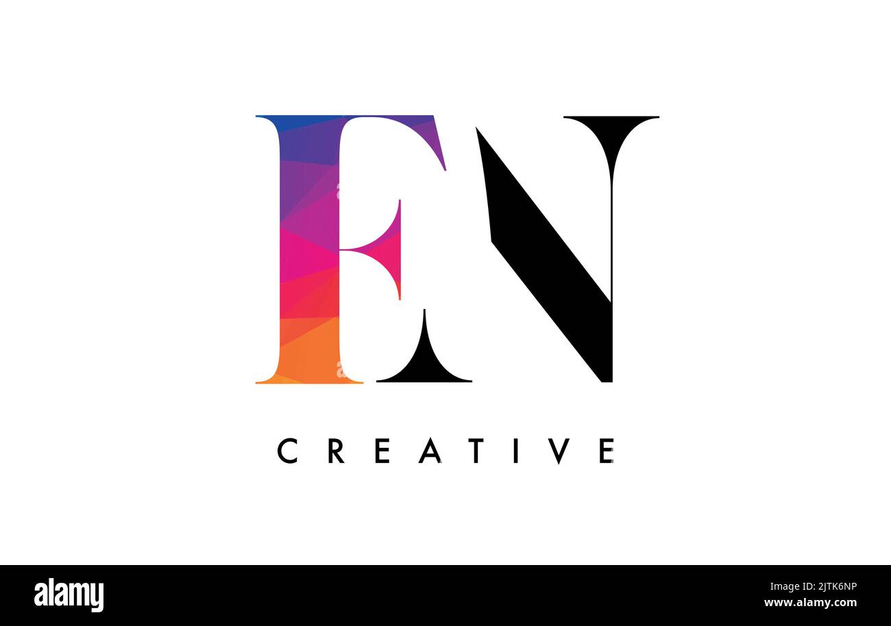 FN Letter Design con taglio creativo e texture arcobaleno colorata. Logo vettoriale a icone FN Letter con carattere Serif e stile minimalista. Illustrazione Vettoriale