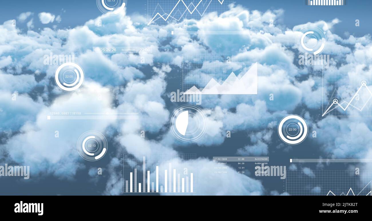 Immagine dell'elaborazione dei dati su cloud Foto Stock