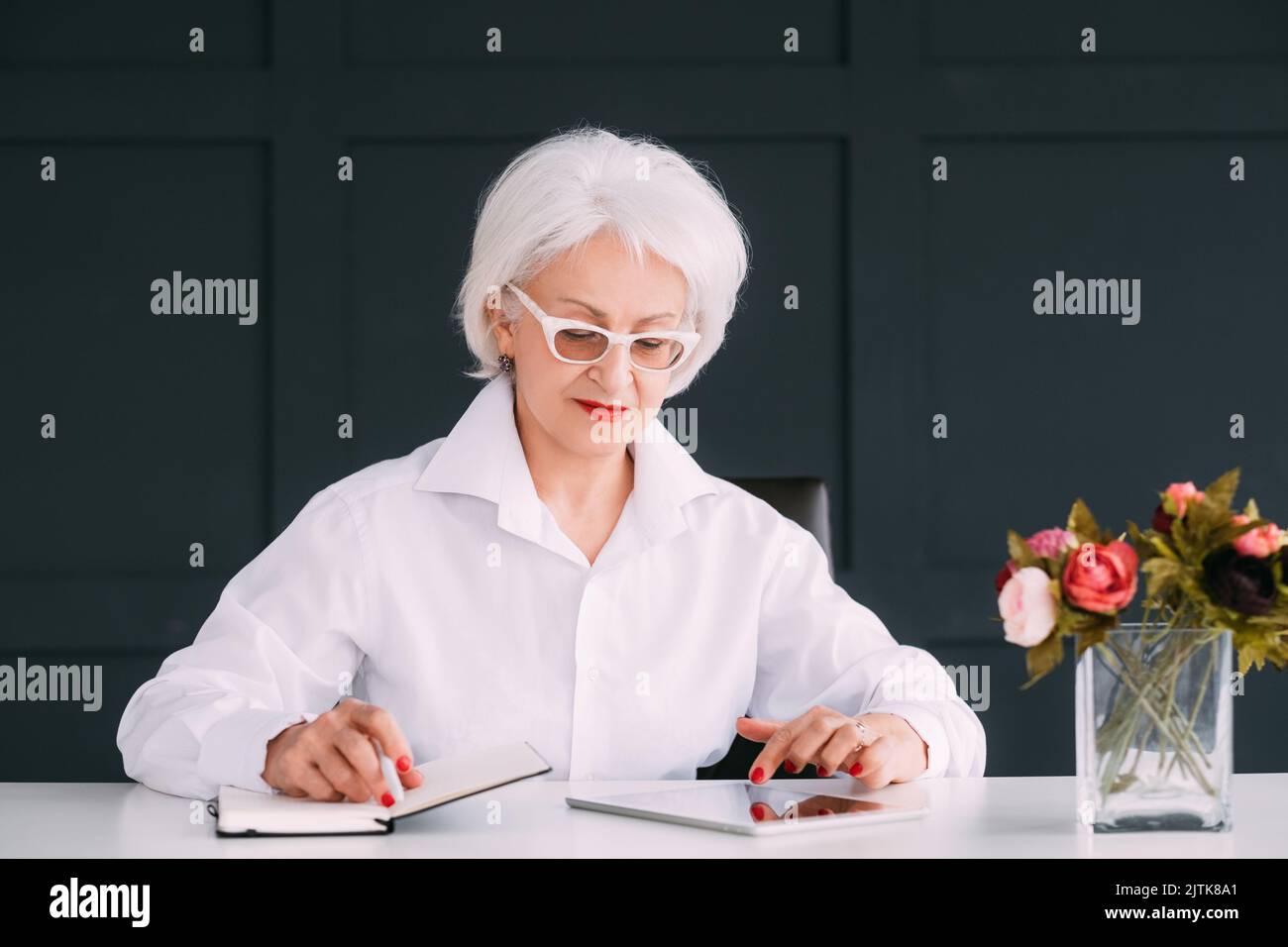donna anziana ritratto aziendale stile di vita moderno Foto Stock