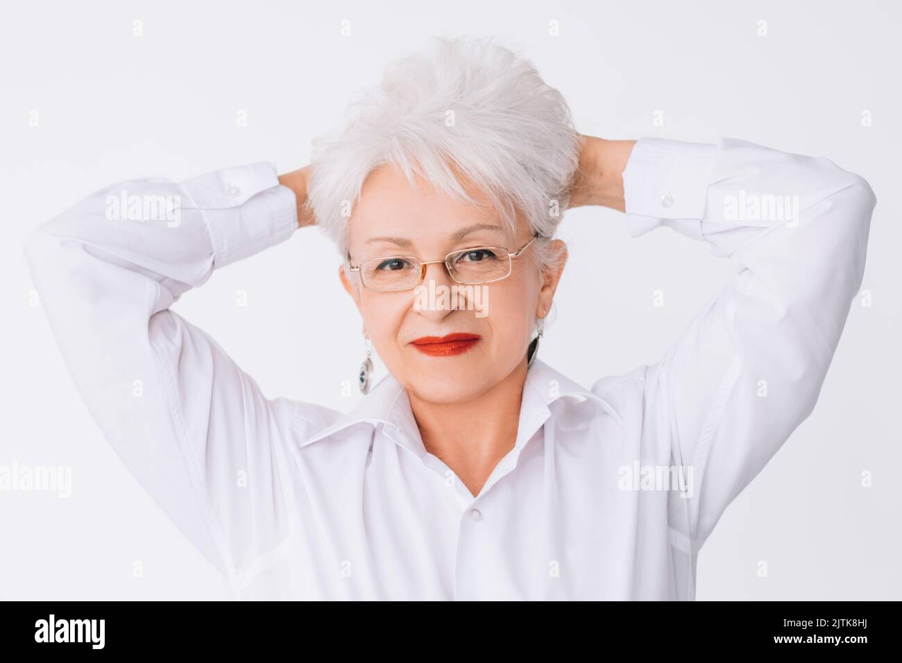 donna anziana ritratto naturale bellezza attraente Foto Stock