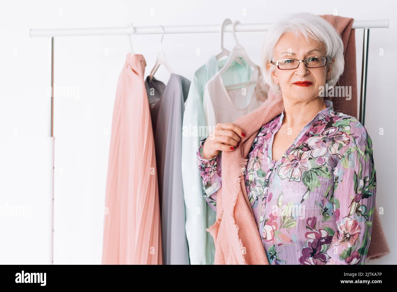 senior lady lavoro moda boutique business successo Foto Stock