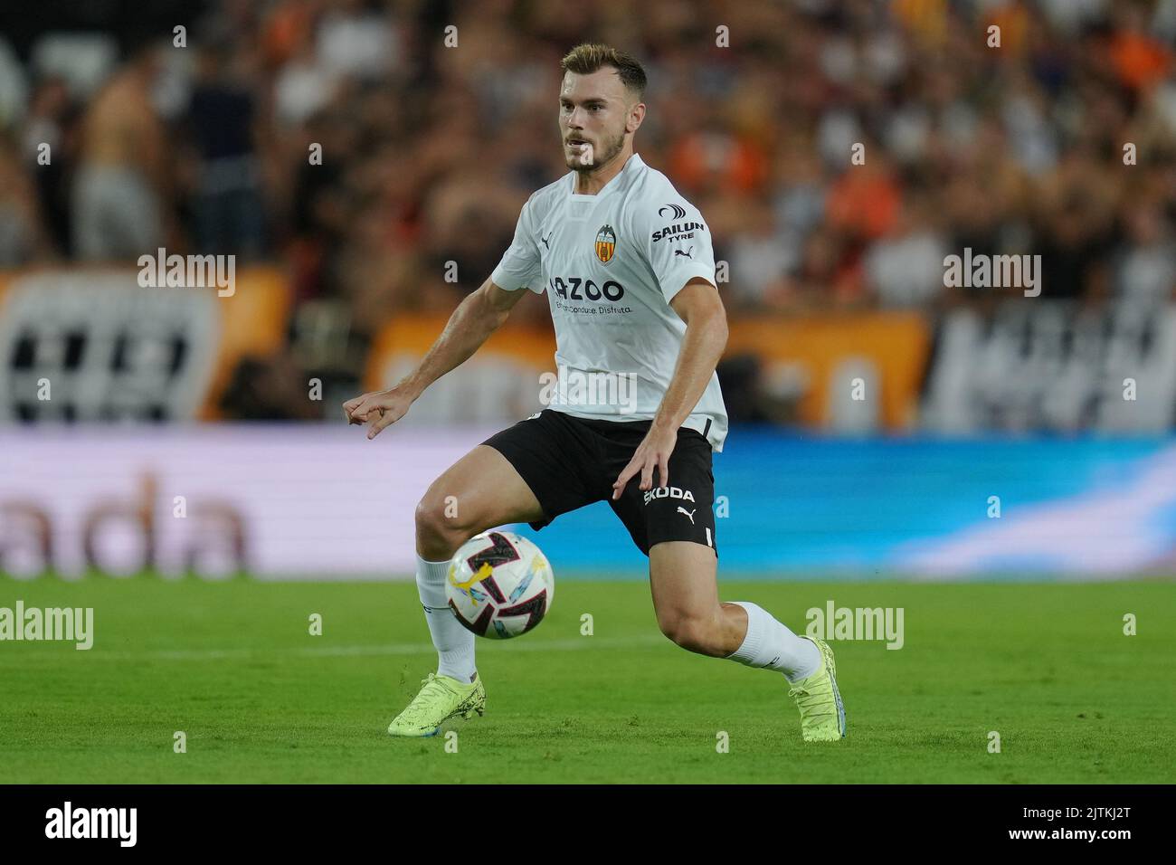 Toni lato del Valencia FC durante la partita la Liga tra Valencia CF e Atletico de Madrid disputata allo stadio Mestalla il 29 agosto 2022 a Valencia, Spagna. (Foto di Colas Buera / PRESSIN) Foto Stock