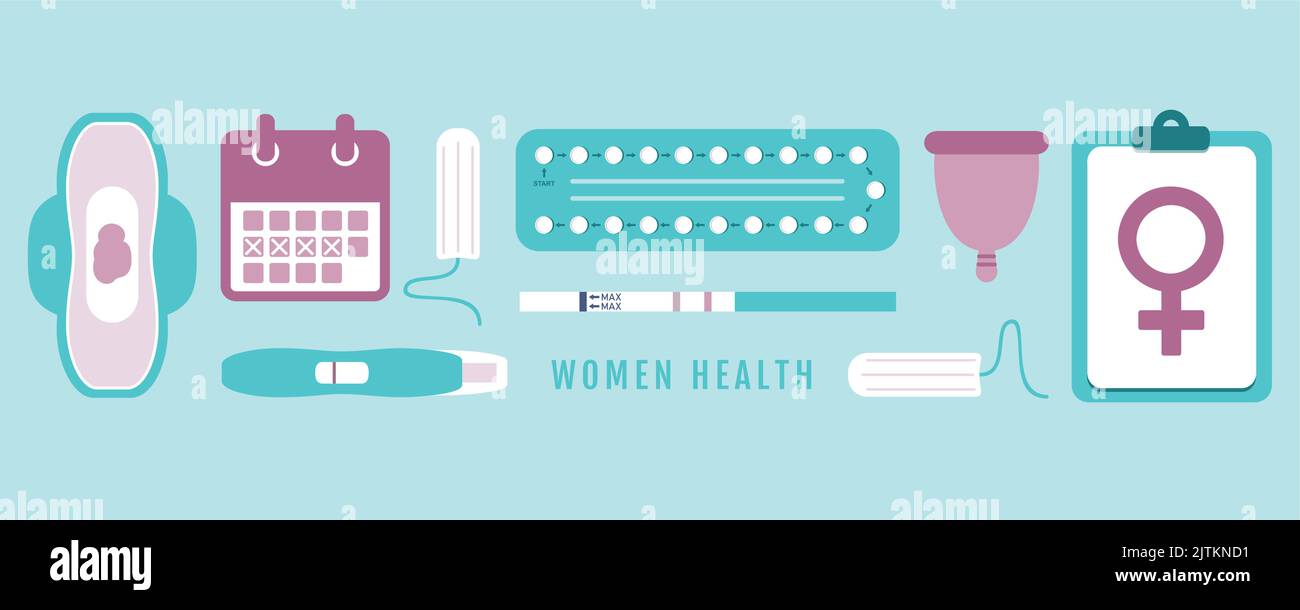donna salute contraccezione e igiene info grafica Illustrazione Vettoriale