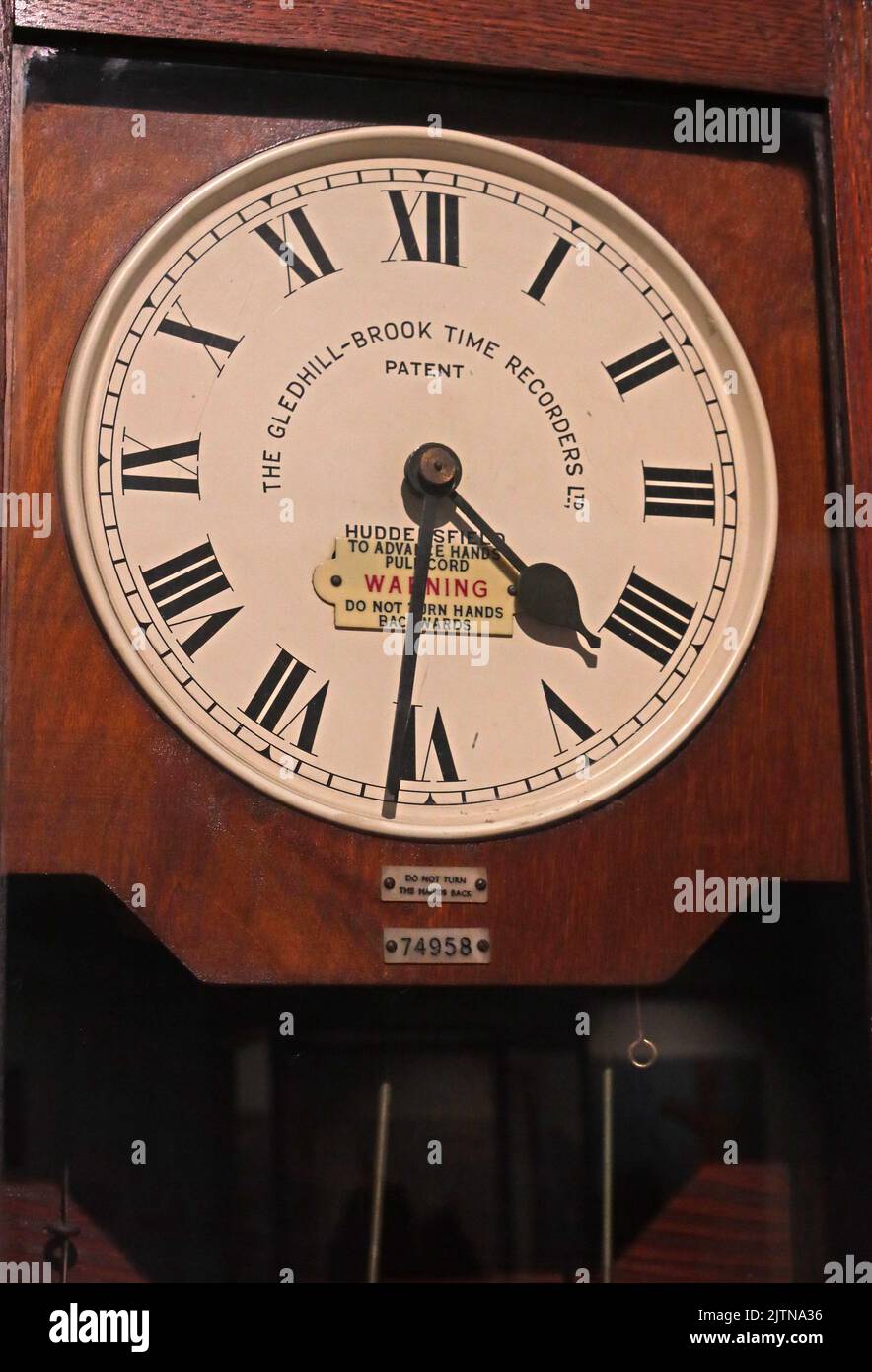 Registratore del tempo Gledhill-Brook realizzato a Huddersfield, Yorkshire, presso Salts Mill Foto Stock