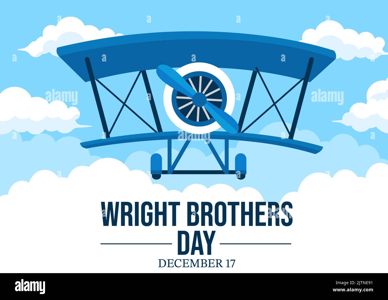 Wright Brothers Day il 17th dicembre modello Cartoon disegnato a mano Illustrazione del primo volo di successo in un aereo a propulsione meccanica Illustrazione Vettoriale