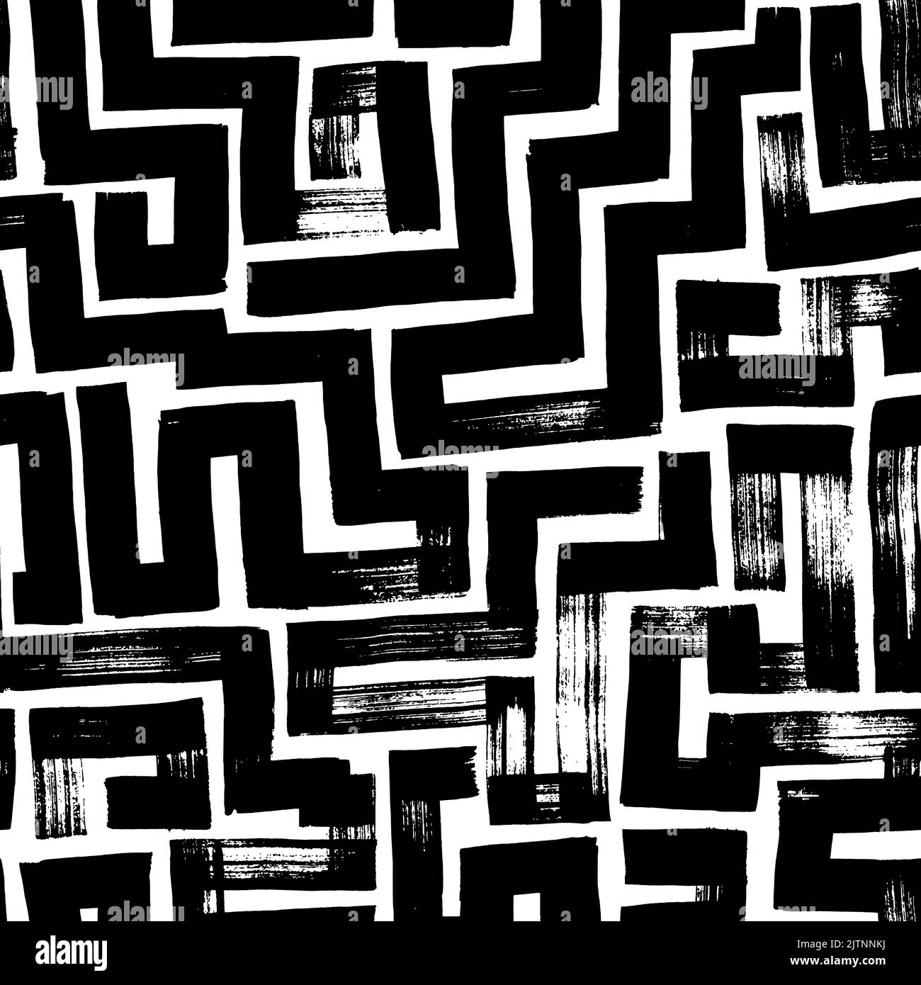 Motivo a labirinto vettoriale nero disegnato a mano senza cuciture Illustrazione Vettoriale