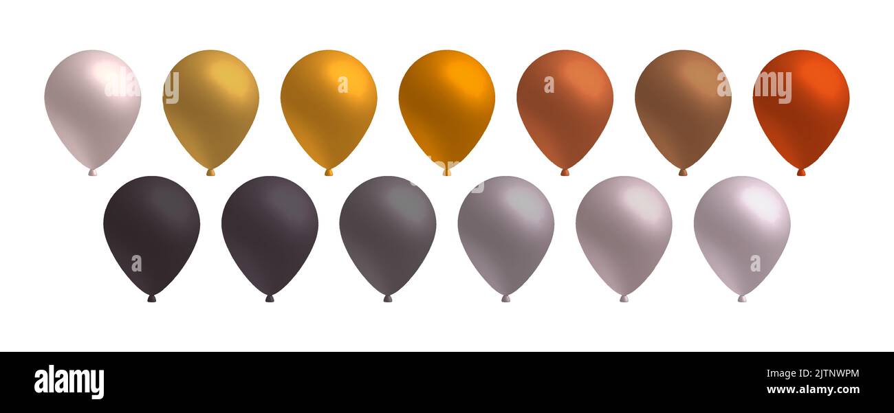 palloncino realistico 3d, palloncini di elio volo colorato luminoso lucido isolato vettore illustrazione per festa decorazione festa. Illustrazione Vettoriale