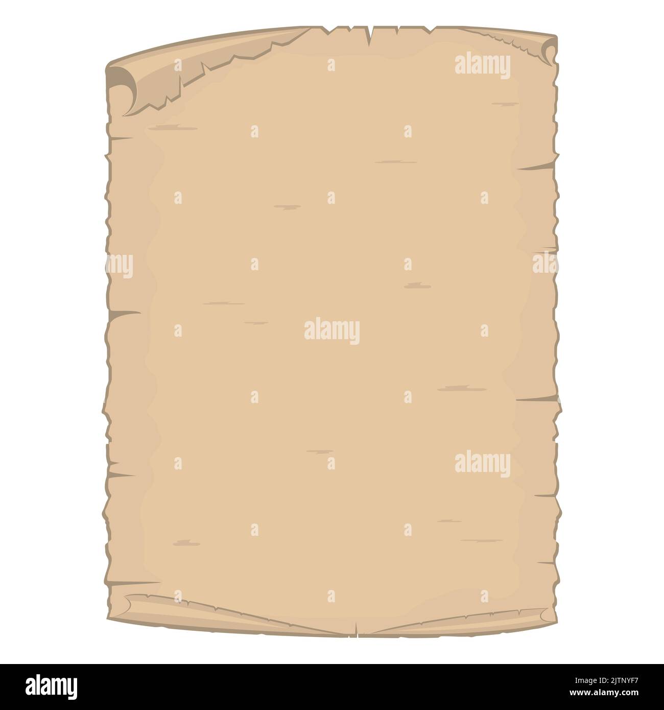 Illustrazione vettoriale del vecchio foglio di carta pergamena isolata su sfondo bianco. Illustrazione Vettoriale