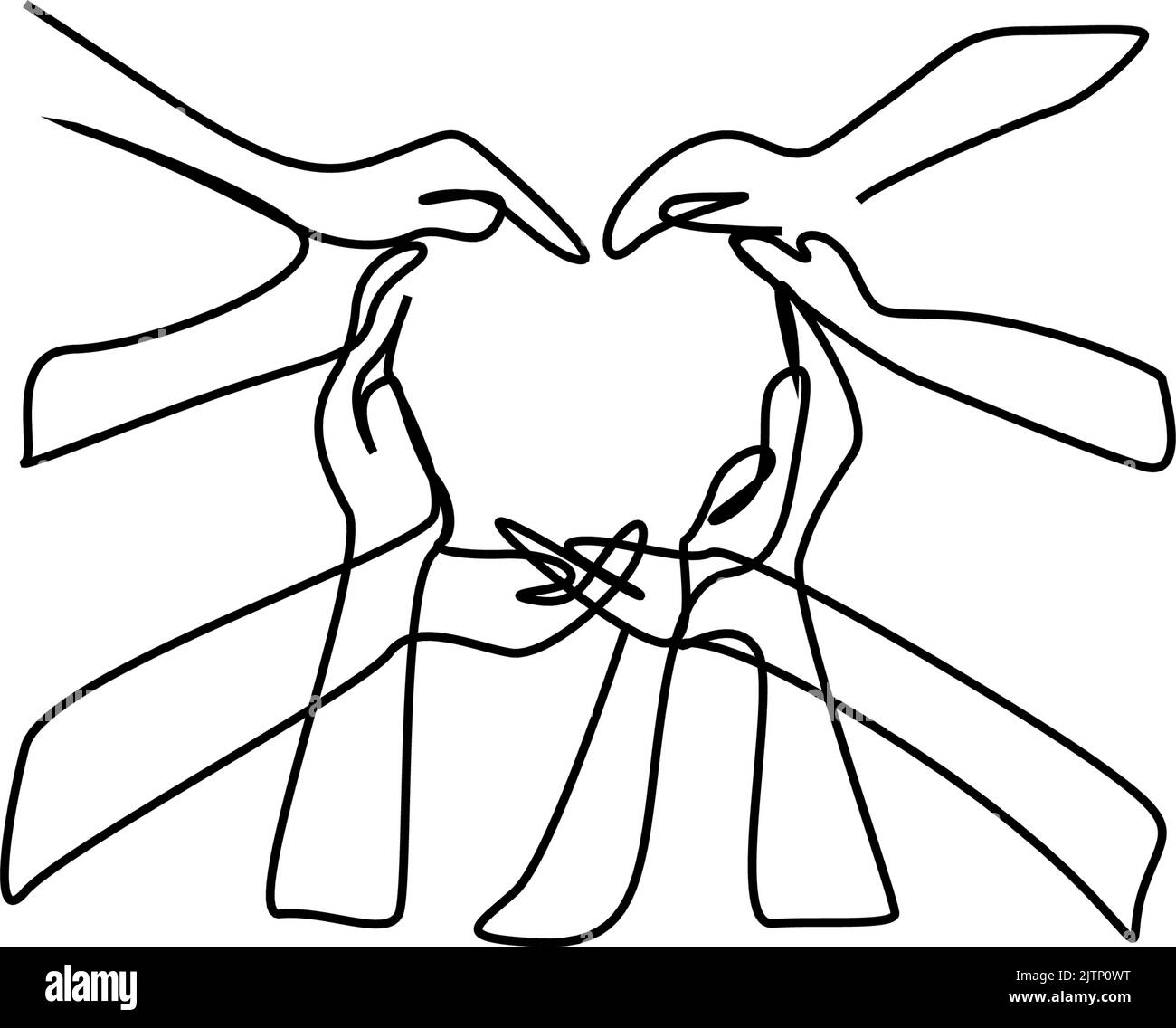 troppa gente che fa il segno del cuore con le braccia e le mani il concetto di lavoro di squadra Illustrazione Vettoriale