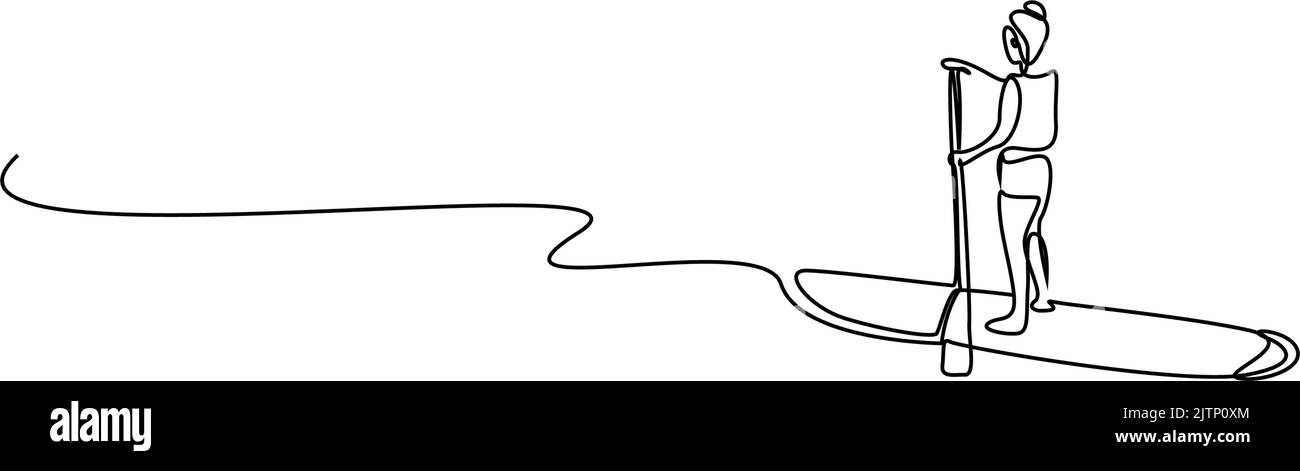 una persona sta facendo sport acquatici in acqua utilizzando una canoa Illustrazione Vettoriale