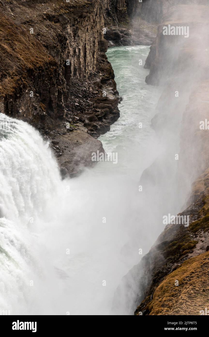 Gullfoss o Golden Falls nel sudovest dell'Islanda Foto Stock