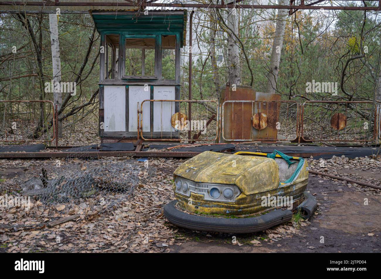 Sperrzone Tschernobyl und Geisterstadt Prypjat in der Ukraine Foto Stock