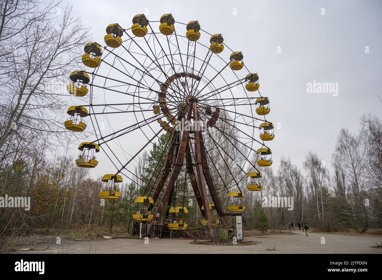 Sperrzone Tschernobyl und Geisterstadt Prypjat in der Ukraine Foto Stock