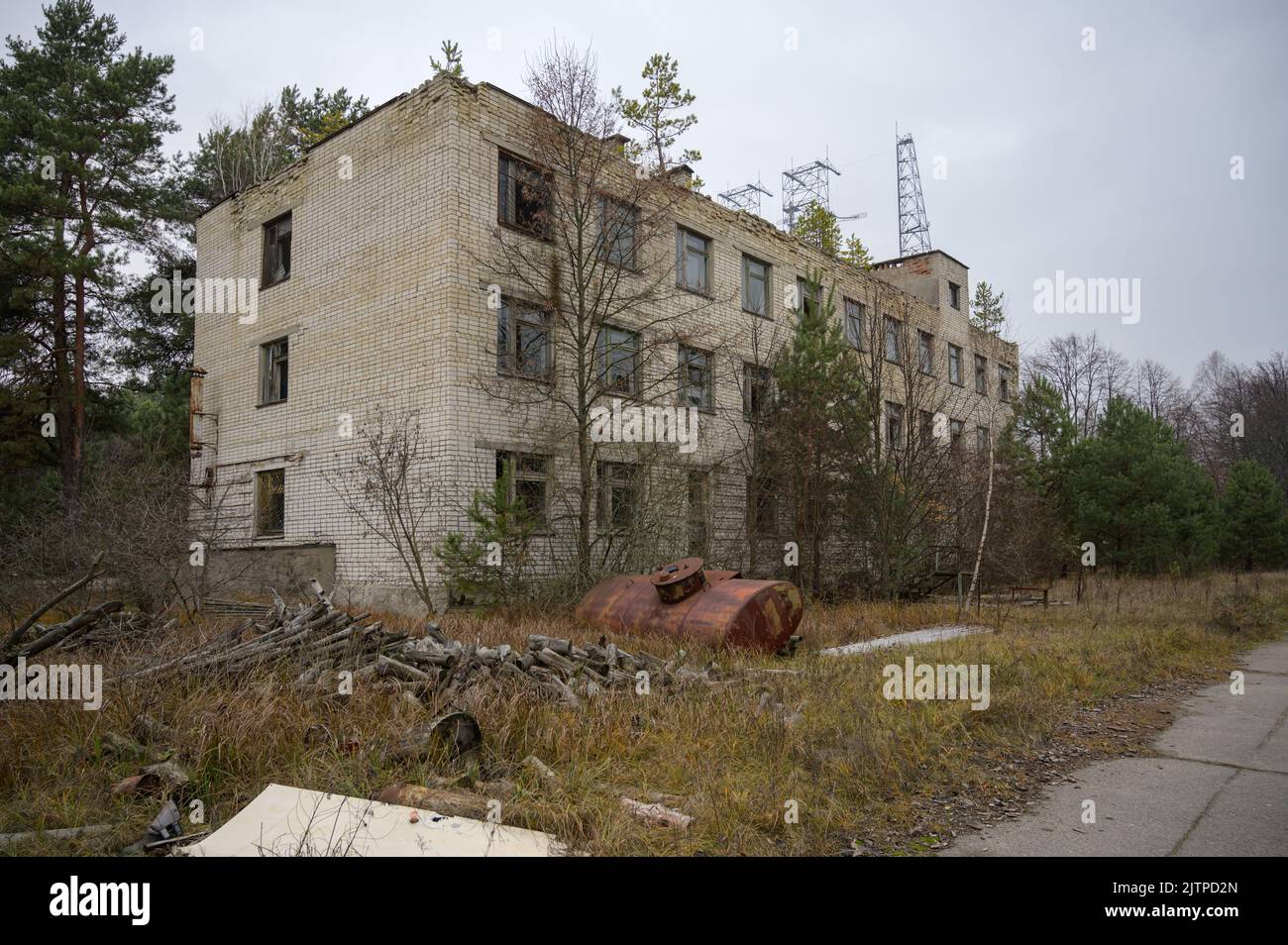 Sperrzone Tschernobyl und Geisterstadt Prypjat in der Ukraine Foto Stock