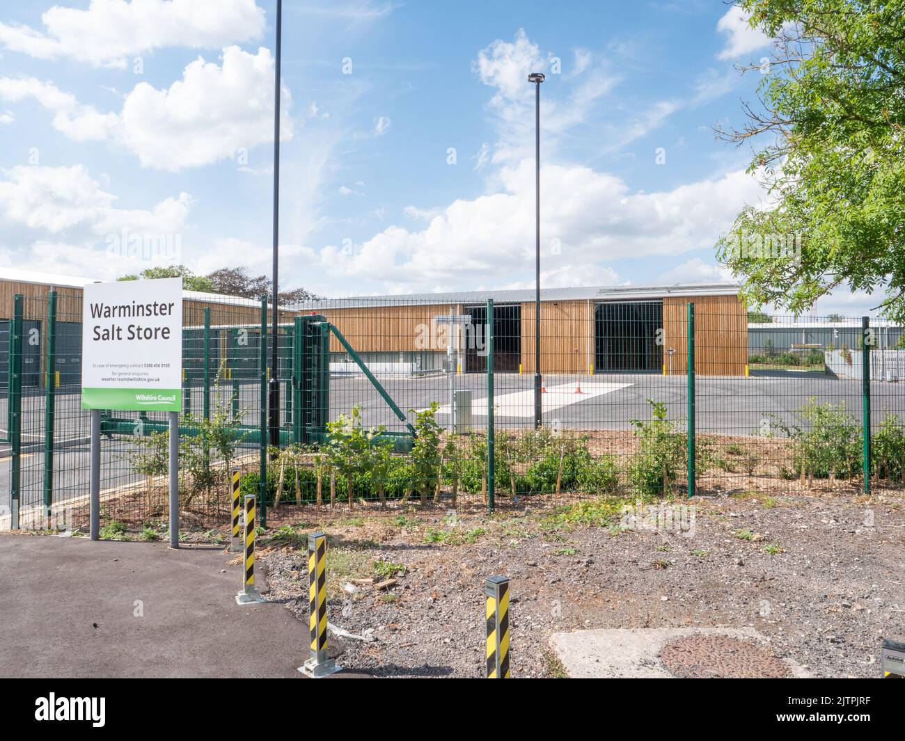 Nuovo, vuoto Salt Store e deposito Gritter a Warminster, Wiltshire, Regno Unito. Foto Stock