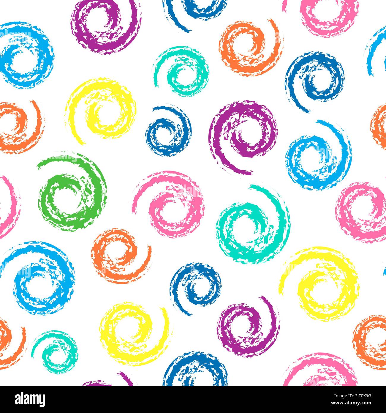 Motivo senza cuciture con puntini. Disegno a mano colorato Crayon disegno a spirale circolare modello. Sfondo astratto vettoriale, adatto per lo sfondo Illustrazione Vettoriale