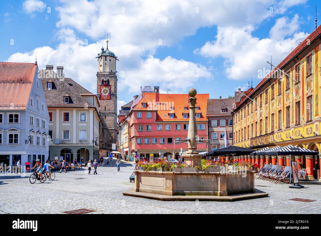 Mercato di Memmingen, Baviera, Germania Foto Stock
