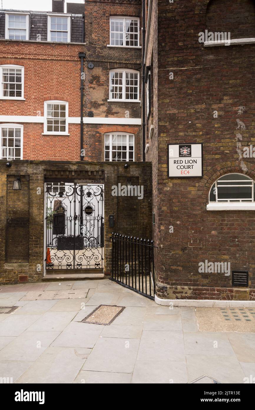 Red Lion Court, City of London, EC4, Inghilterra, Regno Unito Foto Stock