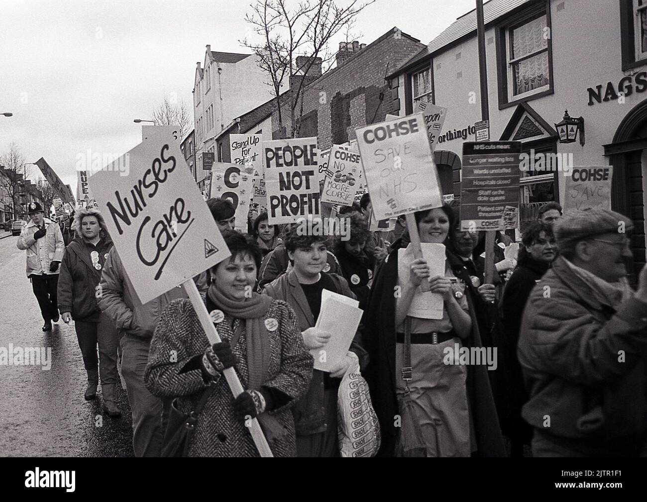 Protesta contro i tagli al Retford Hospital, Nottingham UK 1988 Foto Stock