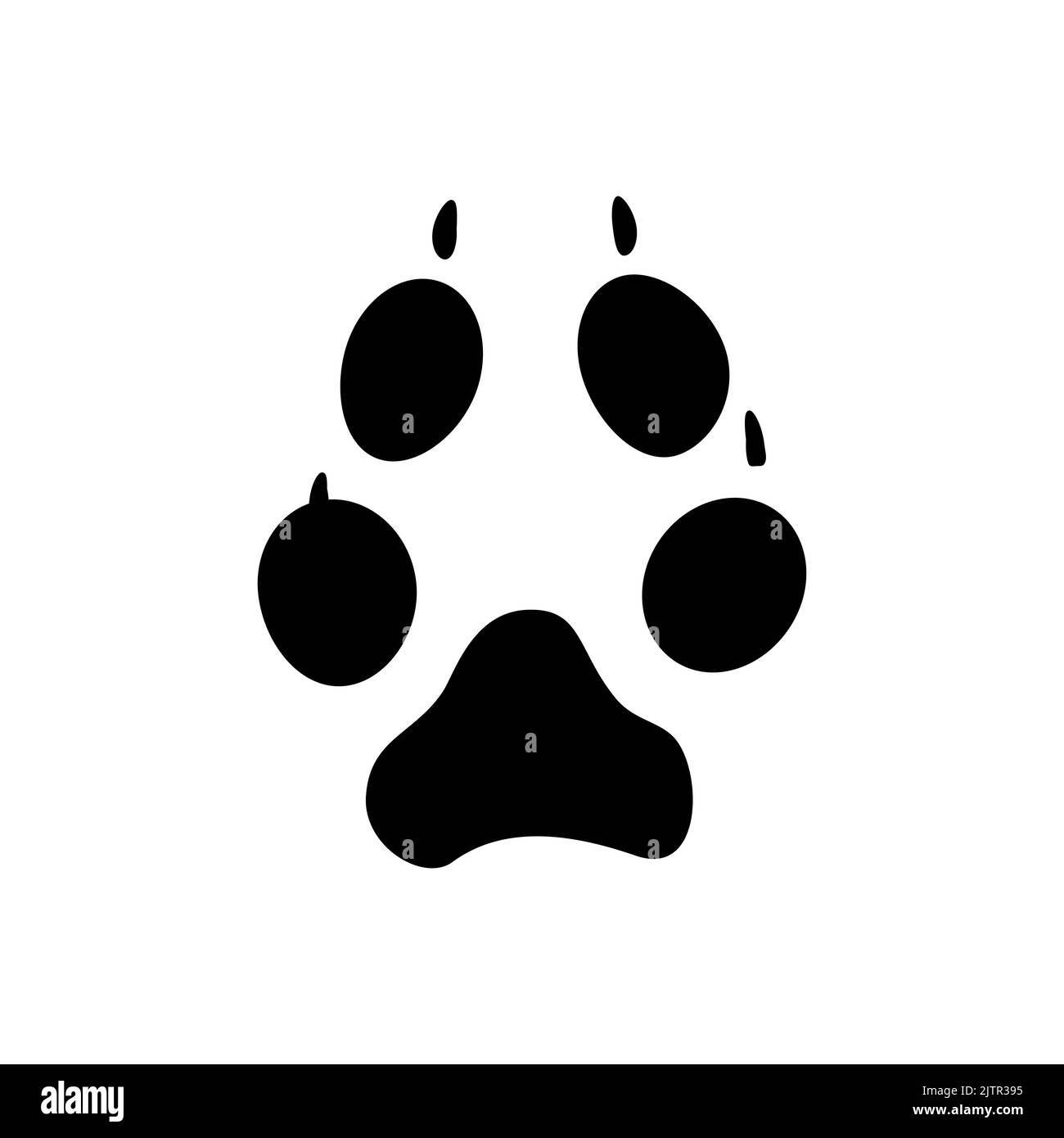 Tracce volpe o impronte icona di silhouette nera isolata. Animale selvanna vettore passi sul terreno nel fango, emblema di caccia sport. Jaguar, tigre o leone fauna selvatica gatto stampa con artigli o unghie Illustrazione Vettoriale