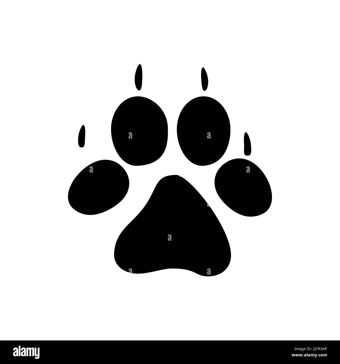 Le tracce o le impronte volpe isolano l'icona nera della silhouette. Animale selvanna vettore passi sul terreno nel fango, emblema di caccia sport. Jaguar, tigre o leone fauna selvatica gatto stampa con artigli o unghie Illustrazione Vettoriale