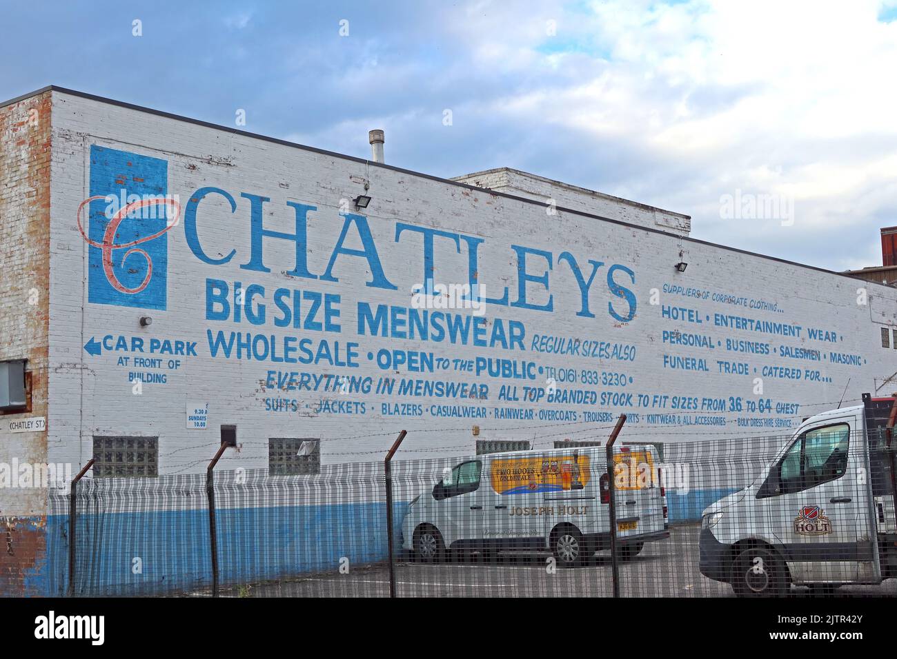 Chatleys, Grande taglia menswear, Cheetham Hill, Manchester, Inghilterra, Regno Unito, M4 4ER Foto Stock