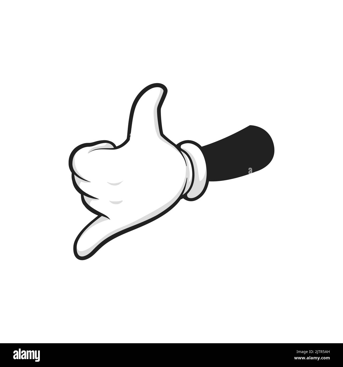 Pugno con mano allungata e pollice in alto icona isolata del gesto della mano. Dito pinky vettore come simbolo promessa, braccio cartone animato nel guanto. Re Illustrazione Vettoriale