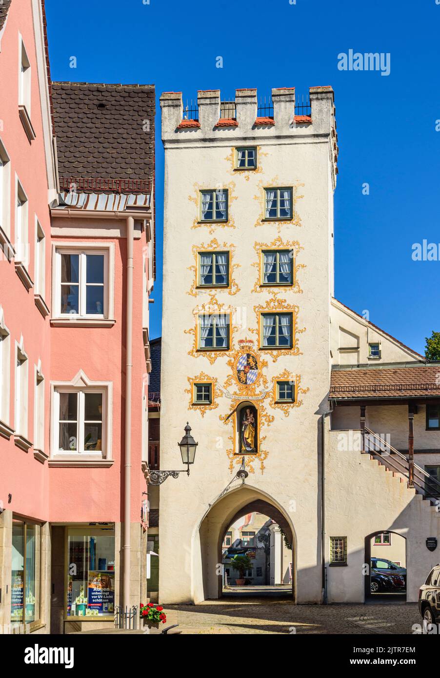 Pittoresca città vecchia di Mindelheim a Unterallgäu Foto Stock