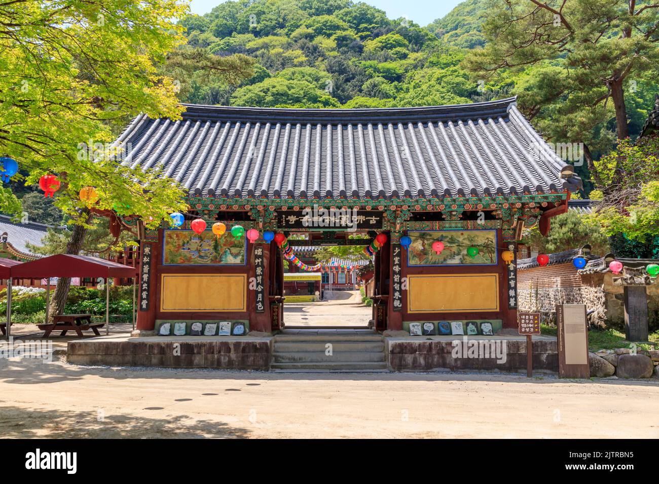 Jangseong-gun, Jeollanam-do, Repubblica di Corea - 4 maggio 2022: Un paesaggio di un tempio tradizionale coreano. Tempio tradizionale Baekyangsa. Foto Stock