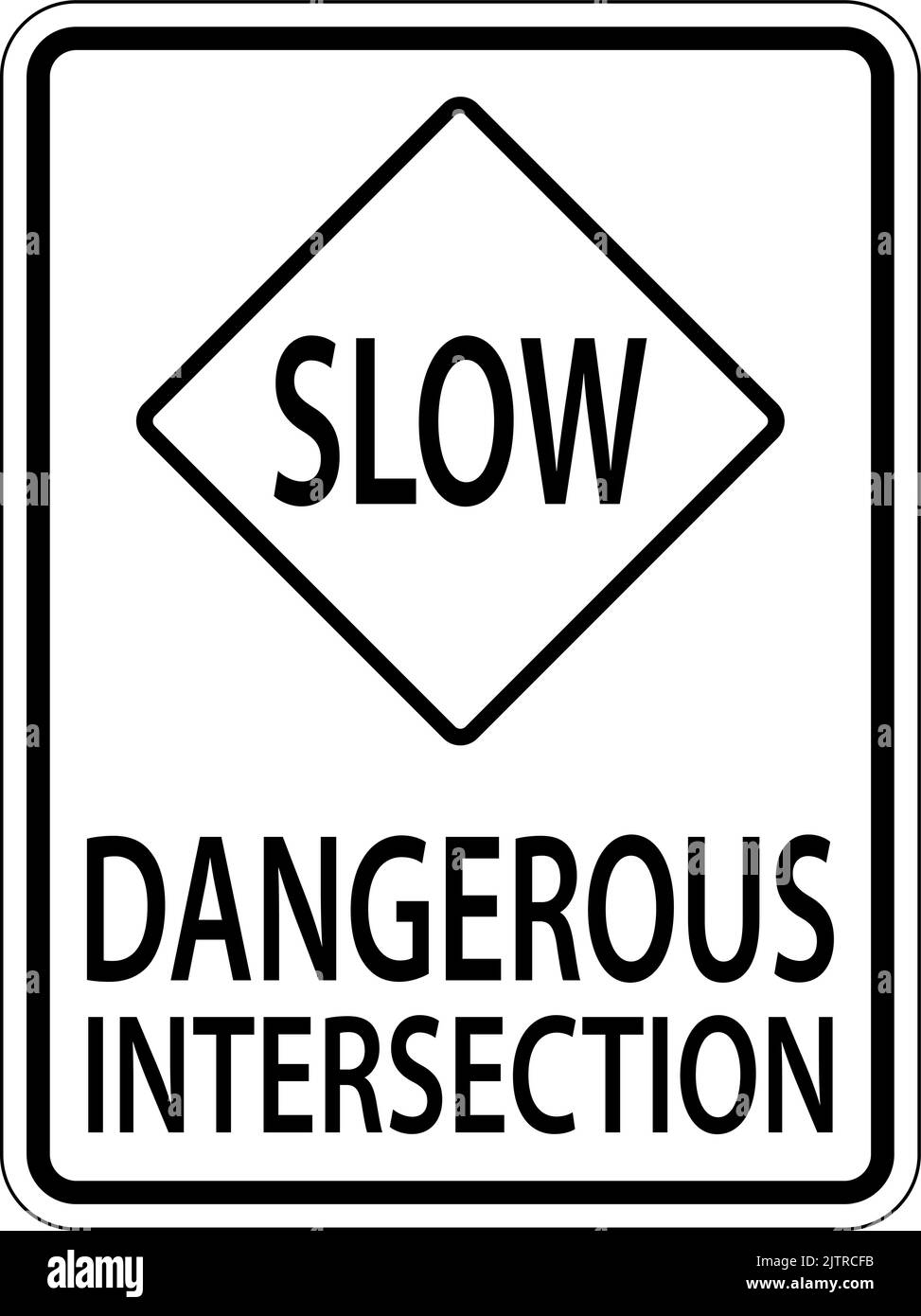 Slow Dangerous Intersection Sign su sfondo bianco Illustrazione Vettoriale