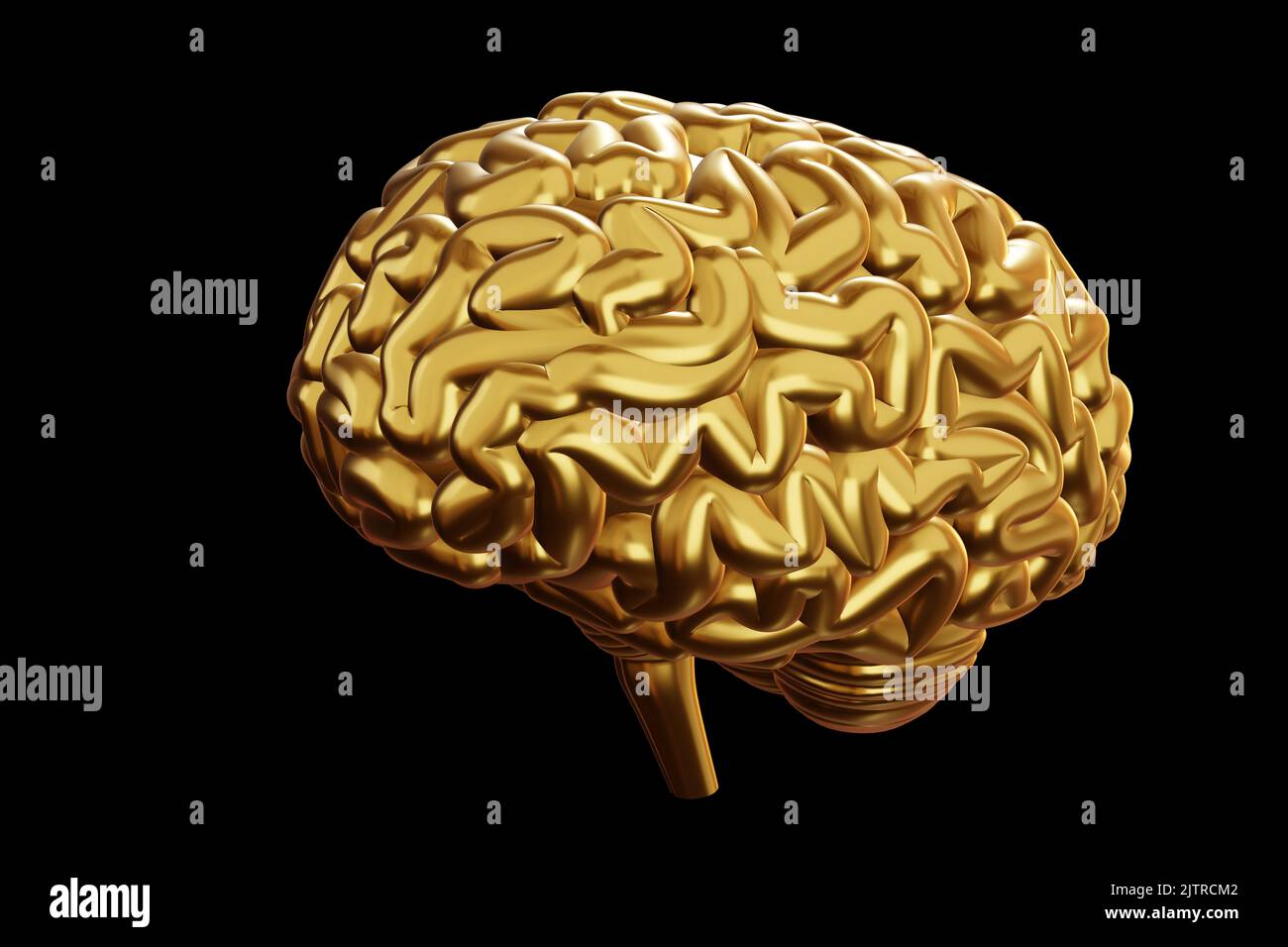 Emisferi cerebrali dorati. 3D illustrazione della creatività e della saggezza Foto Stock