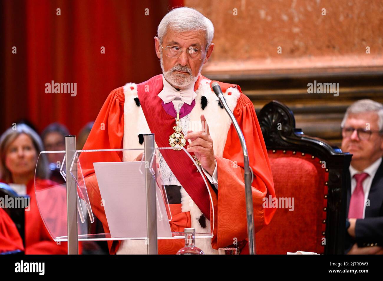 Il primo procuratore generale Andre Henkes ha pronunciato un discorso all'apertura del nuovo anno giudiziario della Corte di cassazione (alta Corte - Hof Van Cassatie - Cour de Cassation), a Bruxelles, giovedì 01 settembre 2022. FOTO DI BELGA LAURIE DIEFFEMBACQ Foto Stock