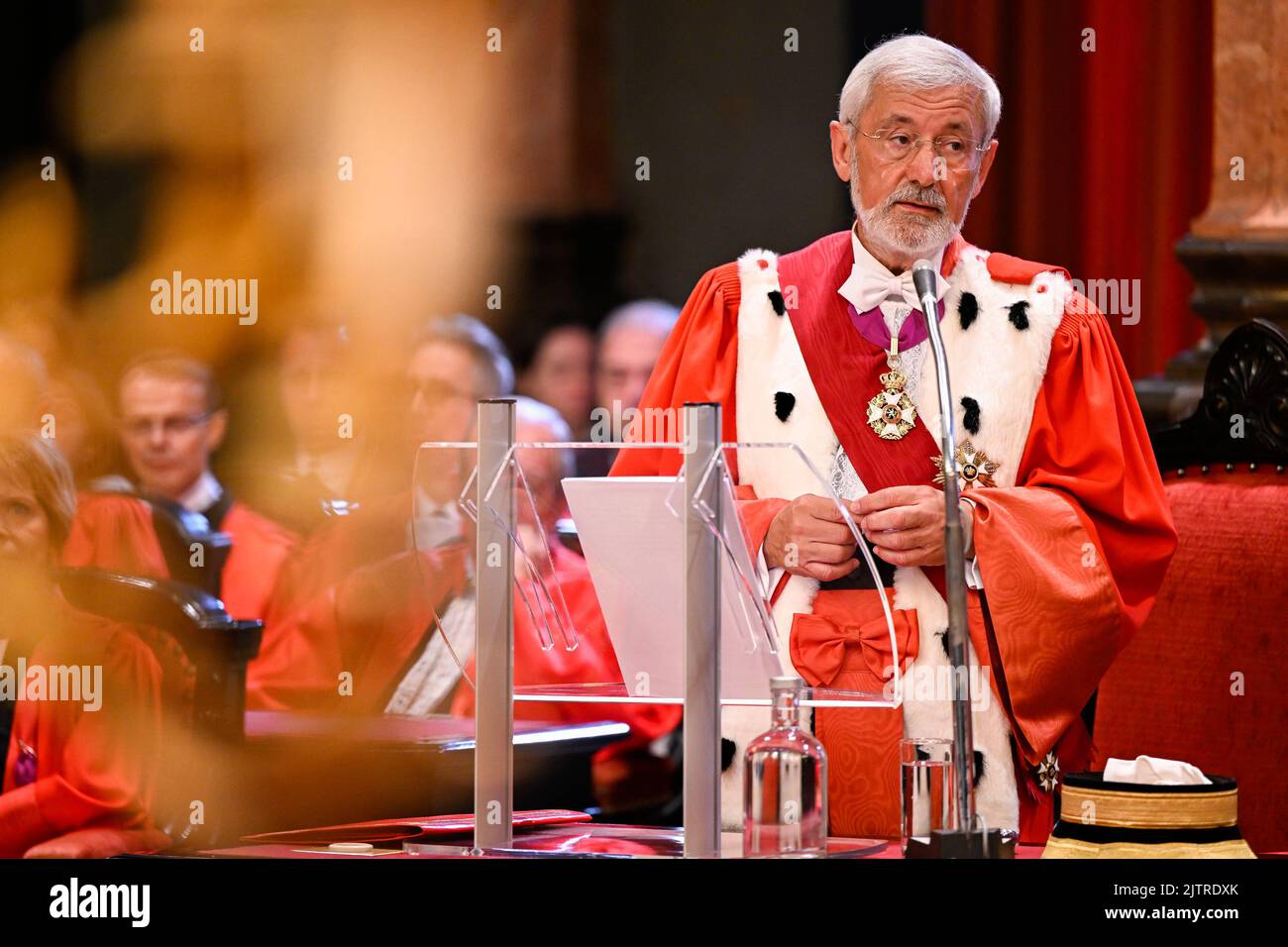 Il primo procuratore generale Andre Henkes ha pronunciato un discorso all'apertura del nuovo anno giudiziario della Corte di cassazione (alta Corte - Hof Van Cassatie - Cour de Cassation), a Bruxelles, giovedì 01 settembre 2022. FOTO DI BELGA LAURIE DIEFFEMBACQ Foto Stock