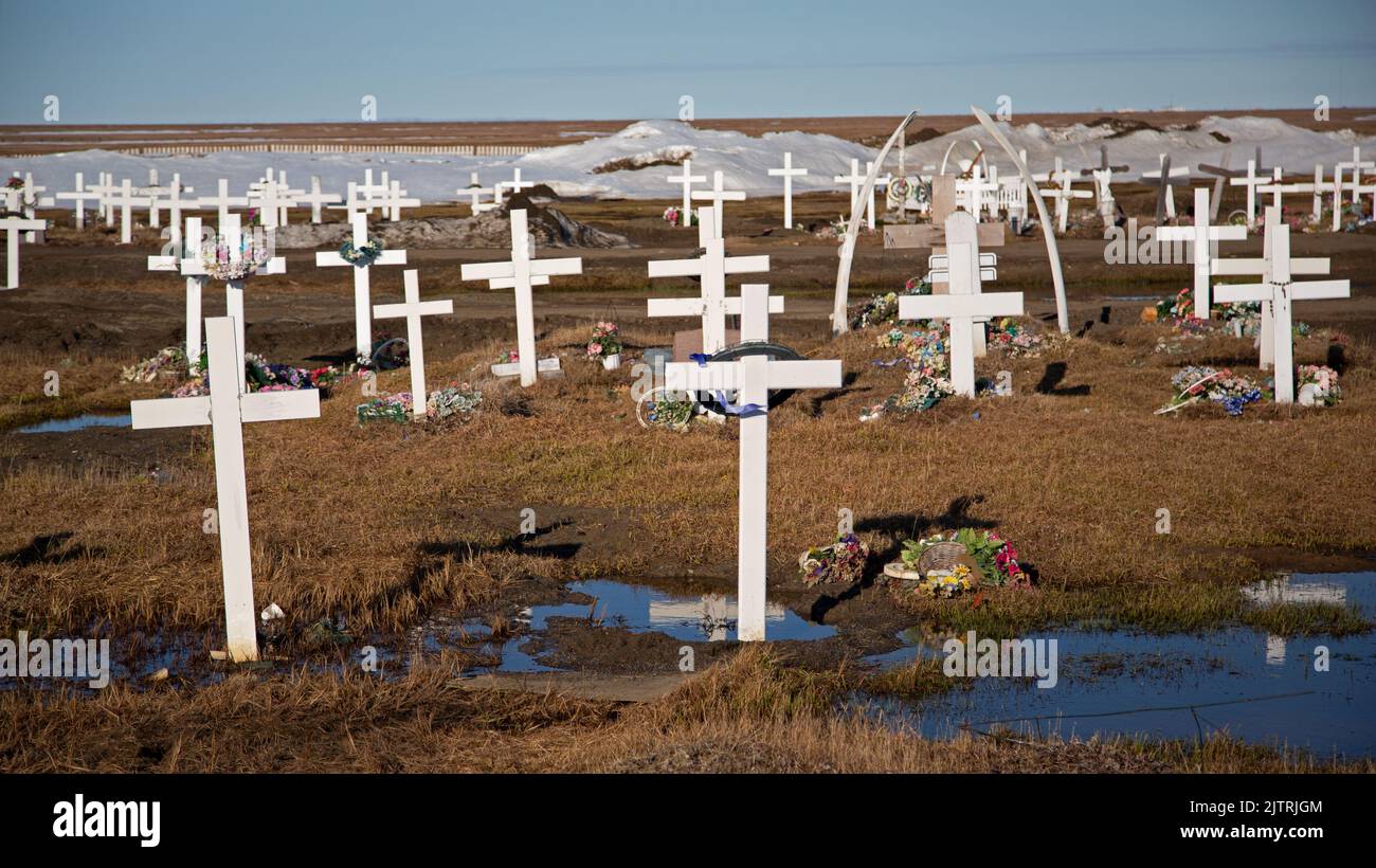 Cimitero di Eskimo di Utqiagvik, Alaska Foto Stock