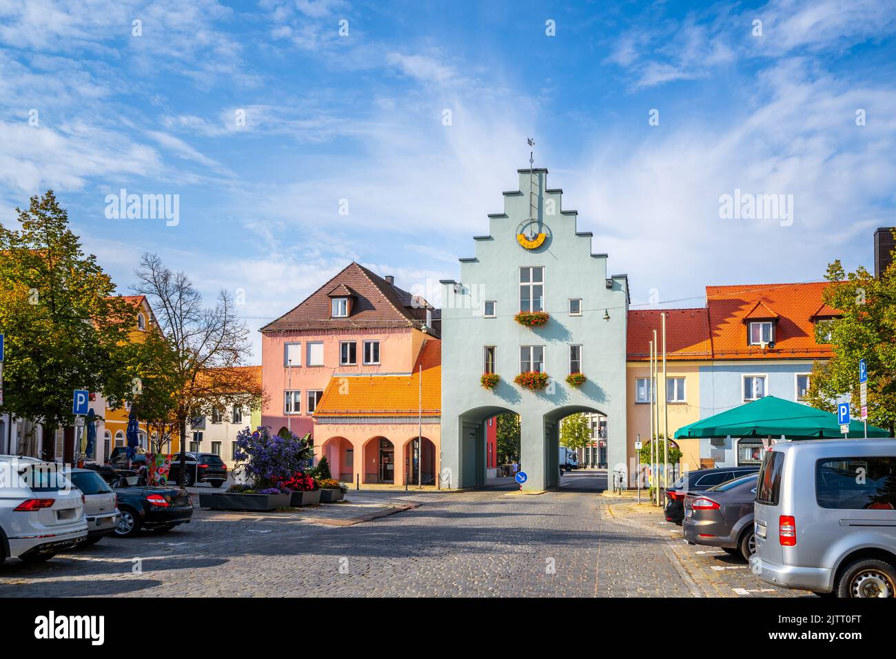 Mercato Panorama, Neumarkt a der Oberpfalz, Germania Foto Stock