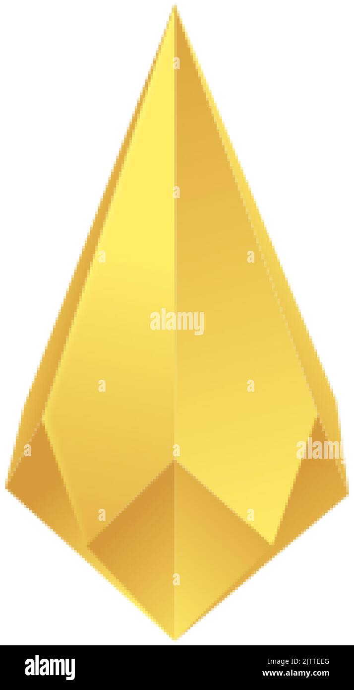 Albero di Natale dorato stilizzato. Abete astratto Origami in lamina d'oro. Illustrazione Vettoriale