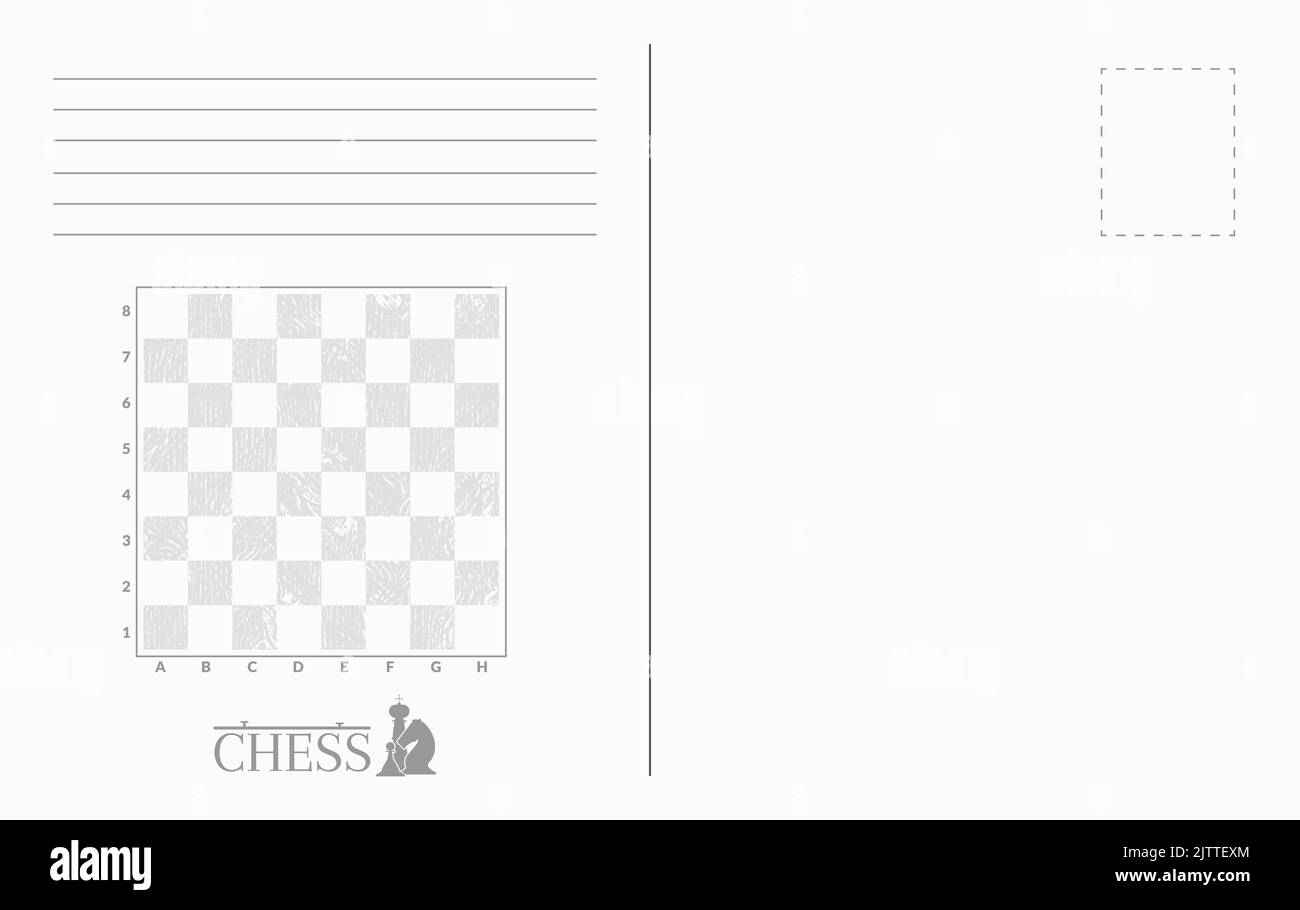 Carta postale gioco di scacchi. Corrispondenza scacchi carta postale Illustrazione Vettoriale