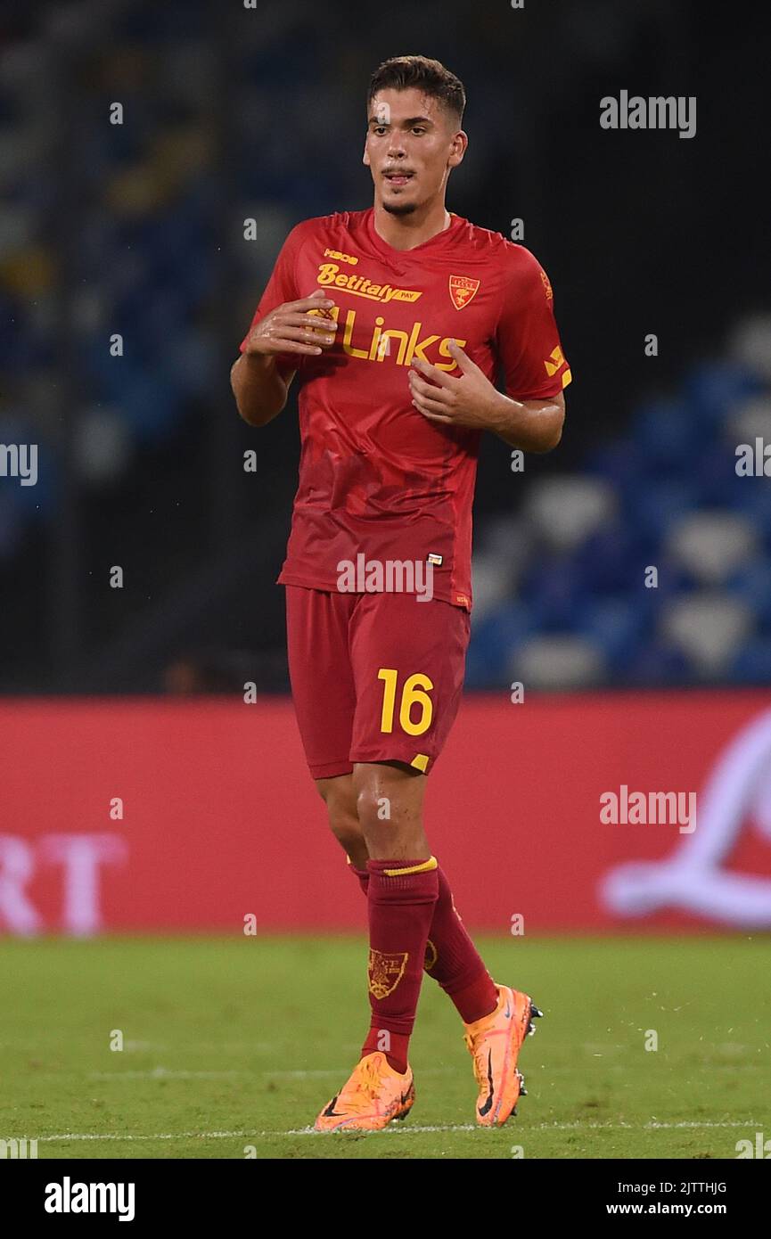 Napoli, Italia. 31 ago, 2022. Joan Gonzalez di US Lecce durante la Serie A match tra SSC Napoli e US Lecce allo Stadio Diego Armando Maradona Napoli Italia il 31 agosto 2022. Credit: Franco Romano/Alamy Live News Foto Stock